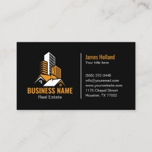 Orange White House Logo Real Estate Business Card