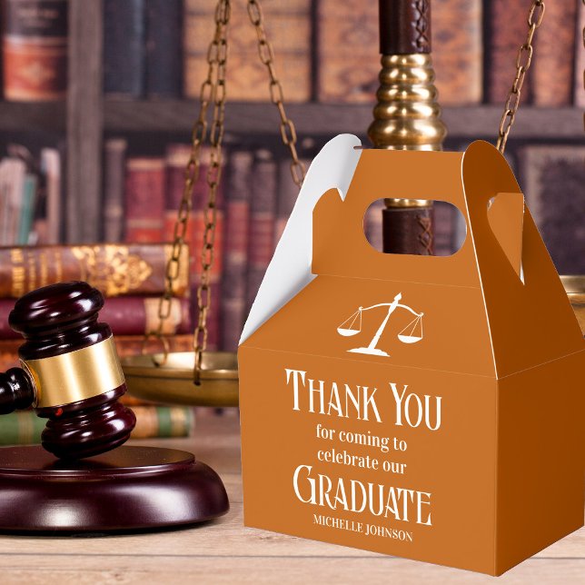 Orange White Law School Custom Graduation Party Favour Box (Creator Uploaded)