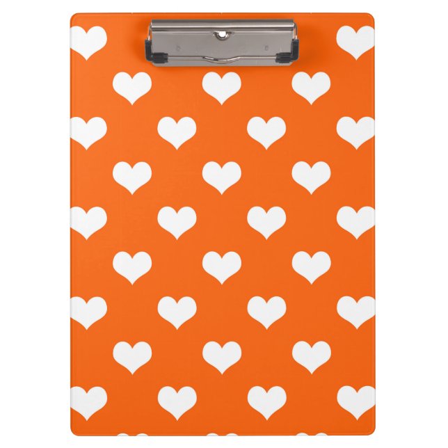 Orange White Love Heart Pattern Design  Clipboard (Front)