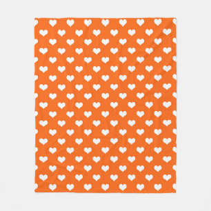 Orange White Love Heart Pattern Design Fleece Blanket
