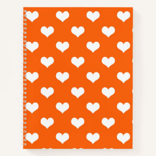 Orange White Love Heart Pattern Design Notebook