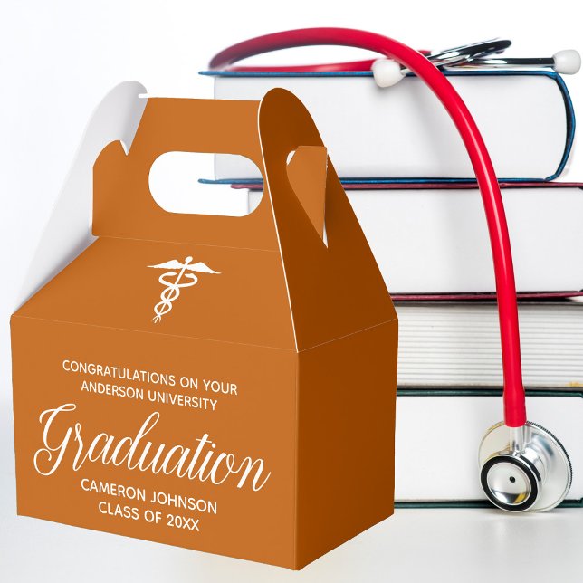 Orange White Medical School Graduation Party Favour Box (Creator Uploaded)