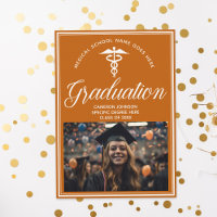 Orange White Medical School Photo Graduation Party