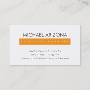 Orange & White Minimalist Simple Plain Modern Business Card