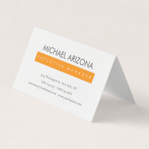 Orange & White Minimalist Simple Plain Modern Business Card