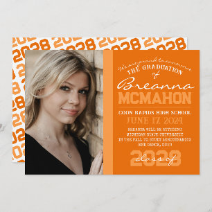 Orange & White Modern Graduation Announcement