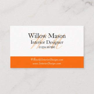 Orange & White Monogram Business Card