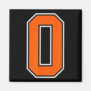 Orange White Number 0 Jersey Player Uniform #0 Magnet