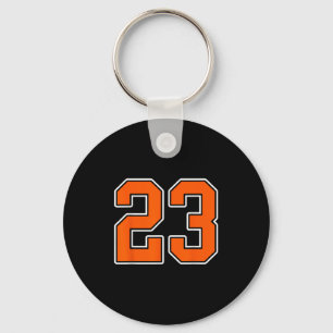 Orange White Number 23 Jersey Player Uniform #23  Key Ring