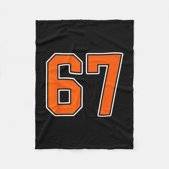Orange White Number 67 Jersey Player Uniform #67  Fleece Blanket (Front)