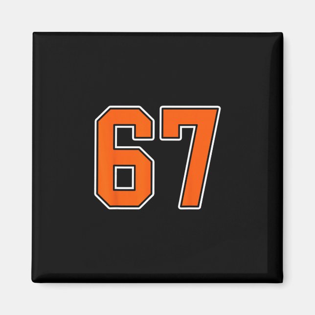 Orange White Number 67 Jersey Player Uniform #67  Magnet (Front)
