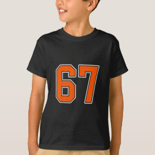 Orange White Number 67 Jersey Player Uniform #67 T-Shirt