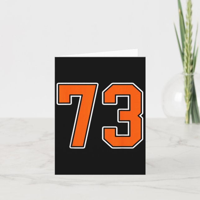 Orange White Number 73 Jersey Player Uniform #73  Card (Front)