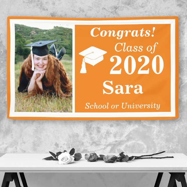 Orange White One Photo Class of 2024 Graduation Banner (Creator Uploaded)