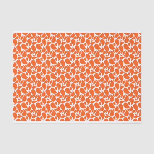 ORANGE & WHITE PAISLEY PATTERNS TISSUE PAPER (Front)