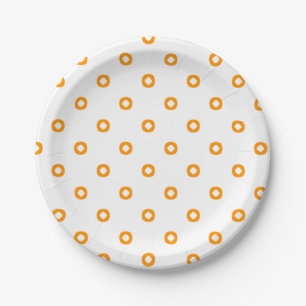 Orange White Pattern Paper Plate