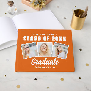 Orange White Photo Class of 2025 Graduation Guest Book