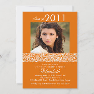 Orange & White Photo Graduation Invitation