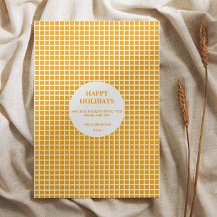 Orange & White Plaid Gingham Happy Holiday