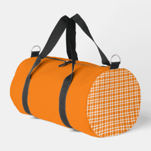 Orange White Plaid Pattern Small Duffle Bag