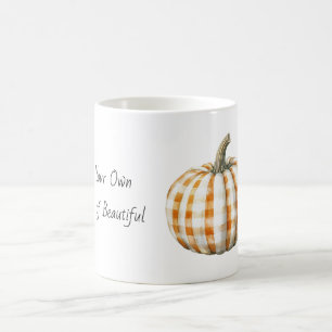 Orange White Plaid Stripes Pumpkin Coffee Mug