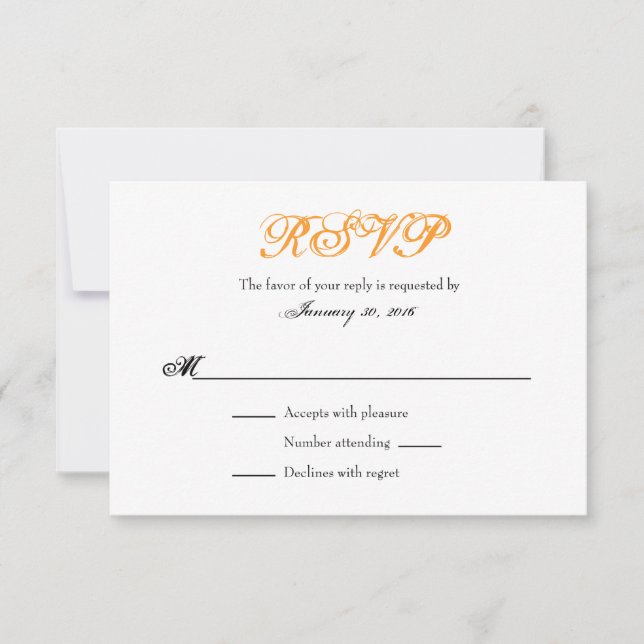 Orange White Plain Simple Wedding RSVP Cards (Front)