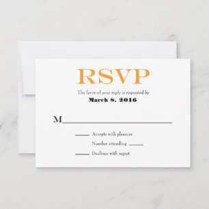 Orange White Plain Simple Wedding RSVP Cards