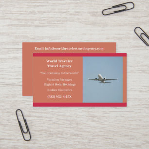 Orange White Plane Agent Aeroplane Travel Agency  Business Card