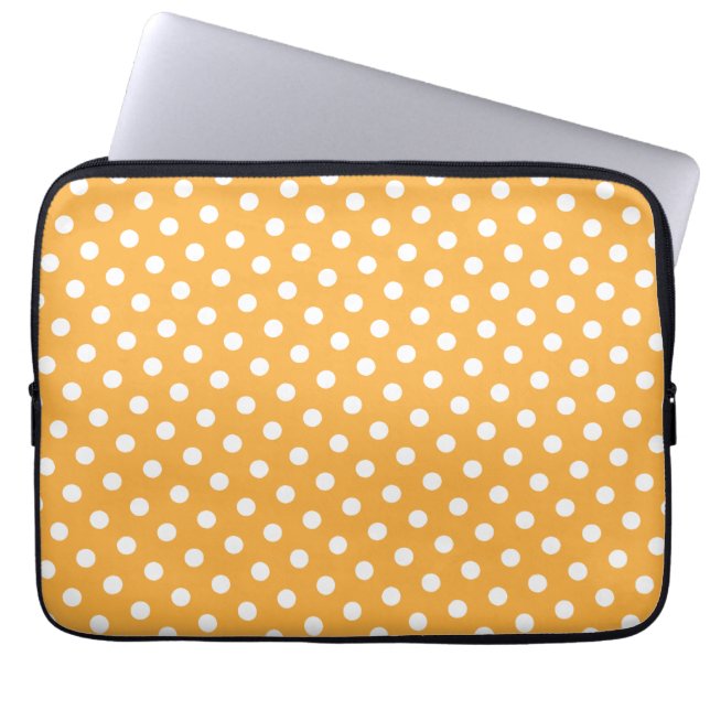 Orange & White Polka Dot Laptop Sleeve (Front)