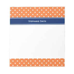 Orange, White Polka Dot with Royal Blue Notepad