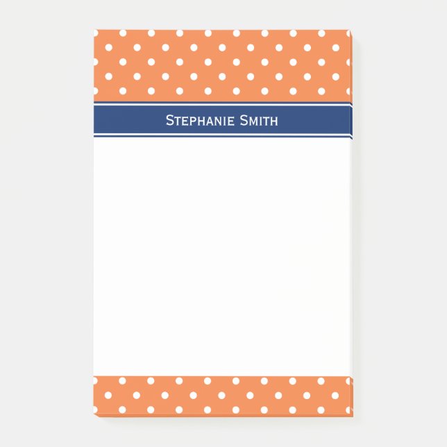 Orange, White Polka Dot with Royal Blue Post-it Notes (Front)