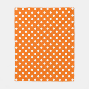 Orange White Polka Dots Design Fleece Blanket