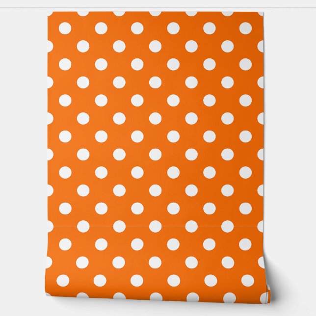 Orange White Polka Dots Pattern Wall Decor (Unrolling)