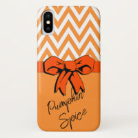 Orange & White Pumpkin Spice Faux Bow Personalised