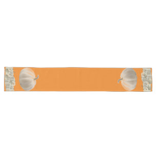 Orange White Pumpkins Thanksgiving Fall Long Table Runner