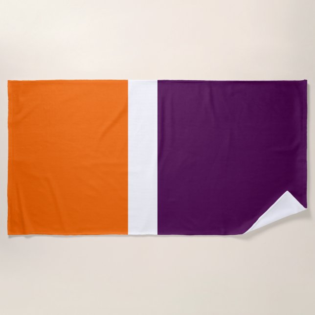 Orange White Purple Plain Colour Block Design  Beach Towel (Front)