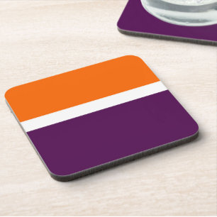 Orange White Purple Plain Colour Block Design Coaster