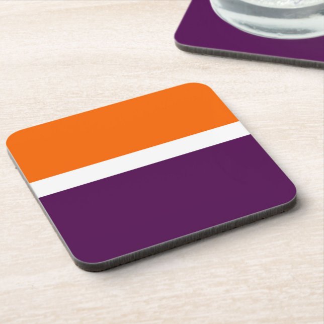 Orange White Purple Plain Colour Block Design  Coaster (Creator Uploaded)