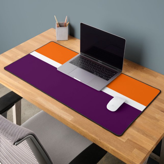 Orange White Purple Plain Colour Block Design  Desk Mat (Creator Uploaded)