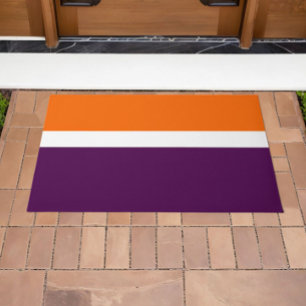 Orange White Purple Plain Colour Block Design  Doormat