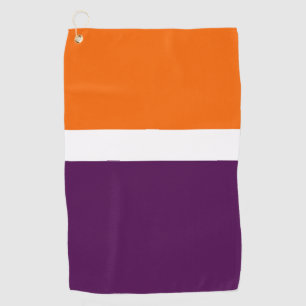 Orange White Purple Plain Colour Block Design Golf Towel