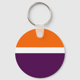 Orange White Purple Plain Colour Block Design  Key Ring