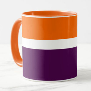 Orange White Purple Plain Colour Block Design Mug