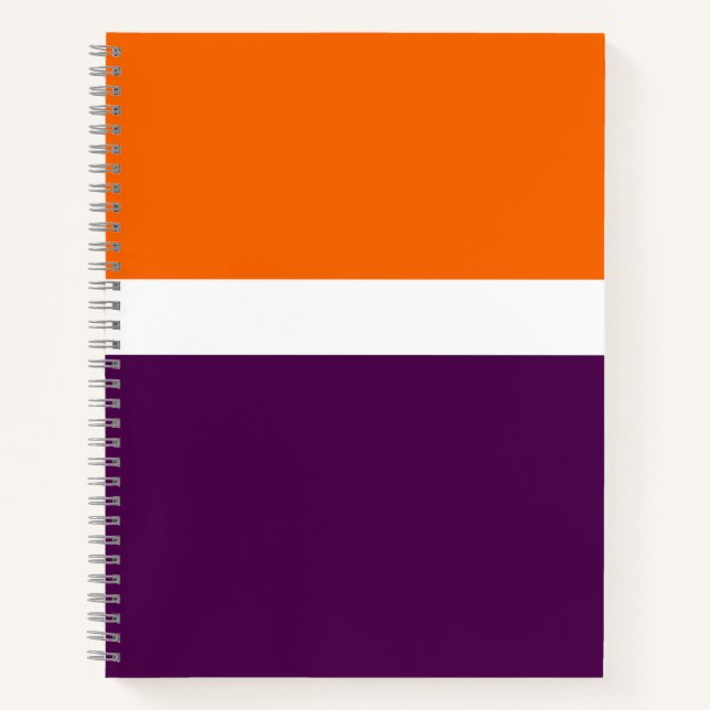 Orange White Purple Plain Colour Block Design  Notebook (Front)