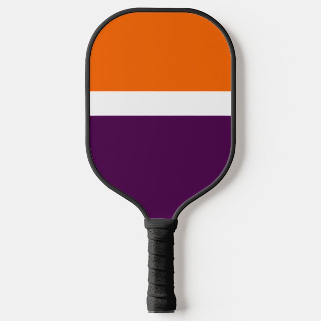 Orange White Purple Plain Colour Block Design  Pickleball Paddle (Front)