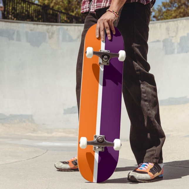 Orange White Purple Plain Colour Block Design  Skateboard (Creator Uploaded)