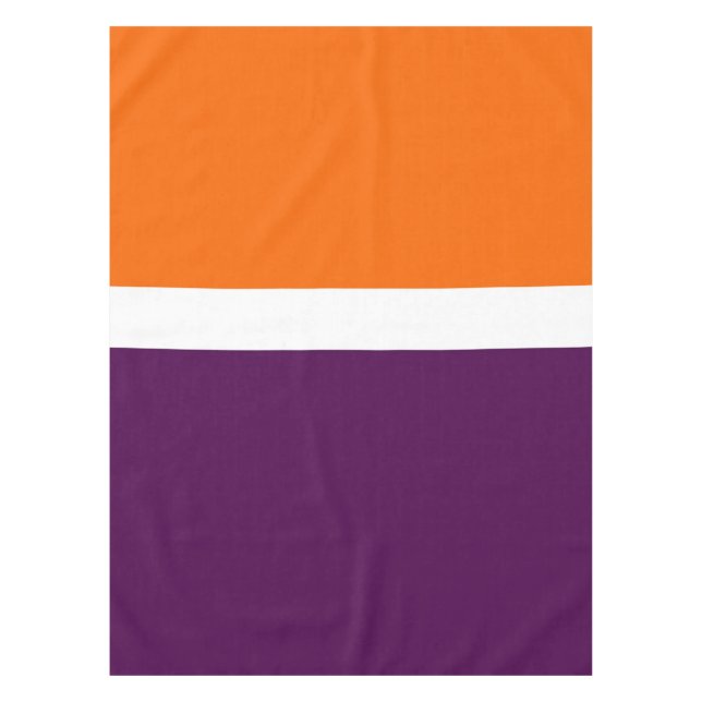 Orange White Purple Plain Colour Block Design  Tablecloth (Front)