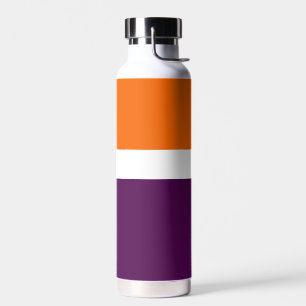 Orange White Purple Plain Colour Block Design Water Bottle