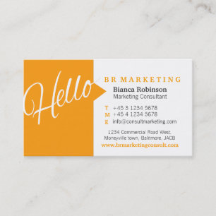 Orange white quote social media business card