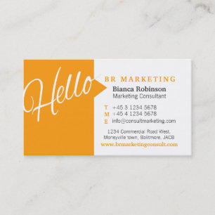 Orange white quote social media business card